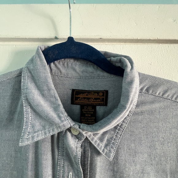 Vintage Eddie Bauer Oxford Shirtdress, M Tall, Blue - Picture 3 of 13